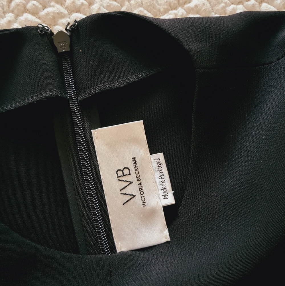 VVB VICTORIA BECKHAM Blouson Sleeve Crepe Shift Dress Black IT 38 US 2 Org $495 - Picture 8 of 14